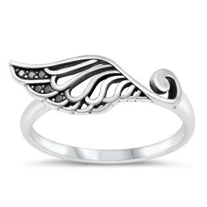 Sterling Silver Angel Wing Ring 925 Fashion Band